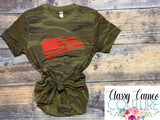 Camo Distressed Flag Tee