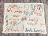 Pink & Grey Floral Name Blanket