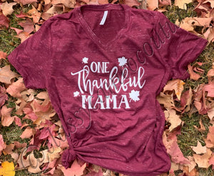 One Thankful Mama V-neck Tee