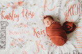 Pink & Grey Floral Name Blanket